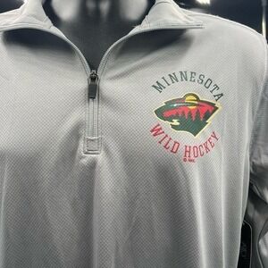 NHL Minnesota Wild Mens‎ Gray Quarter Zip Pullover Shirt Small New With Tags